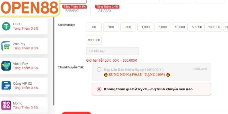 Những yêu cầu cần đáp ứng khi nạp tiền Open88 